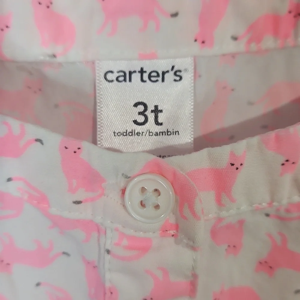 Carter's Pink Patterned Cat Long Sleeve Shirt